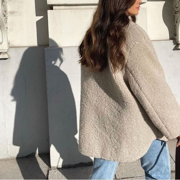 Mango Faux Shearling Sheepskin Jacket New - Picture 11 of 12